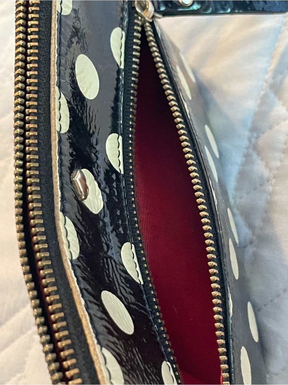 kate spade Black Polka Dot Patent Leather Wristlet - Picture 7 of 12